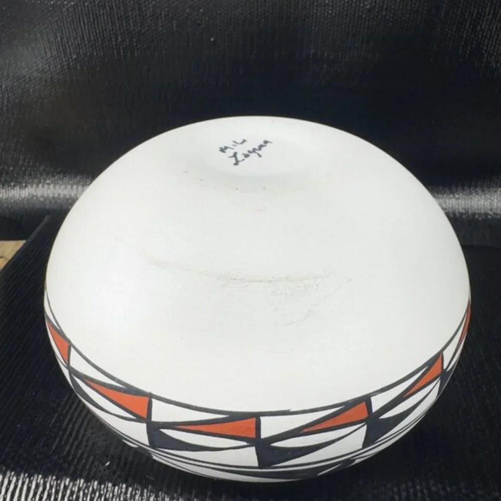 M L Laguna Hand Made Pottery Native American Artist Signed Planter Dish Bowl VTG